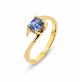  Bague or Jaune sertie d un saphir ovale mesurant 6x4mm La pierre est maintenue par 4 griffes Poids Saphir : 0,60 carat Mo...