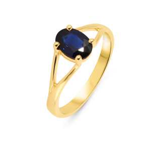  Bague Or Jaune 750 sertie d un Saphir Saphir bleu royal 7.8x5.5mm Poids Saphir : 1 carat Qualité saphir : AAA Serti à gri...