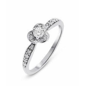  Solitaire Or Blanc 750 Diamants Le motif central forme pétale est serti d un diamant 2,8mm diamètre (0,12 carat) L entour...
