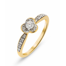 Solitaire Or Jaune 750 Diamants Le motif central forme pétale est serti d un diamant 2,8mm diamètre (0,12 carat) L entour...