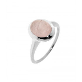 Bague Quartz Rose Argent Cabochon Ovale 9x7mm