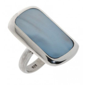 Bague Rectangulaire Nacre Bleue en Argent