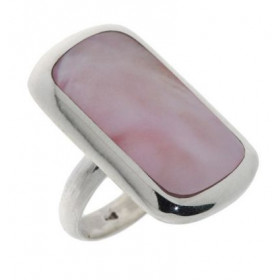 Bague Rectangulaire  Nacre Rose en Argent