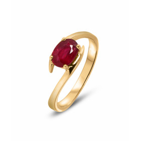  Bague Or Jaune sertie d un Rubis ovale 7x5 mm Largeur monture (vue dessus) : 6,7mm Poids Rubis : 0.9 carat 