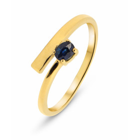  Bague Or jaune sertie d une saphir ovale 4x3mm Largeur monture (vue dessus) : 6,5mm 