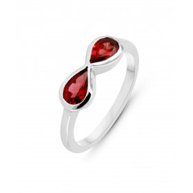 Bague signe infini Argent 925 Rhodié Grenat Bague sertie deux pierres forme poire 6x4mm Serti clos Largeur monture (sur do...