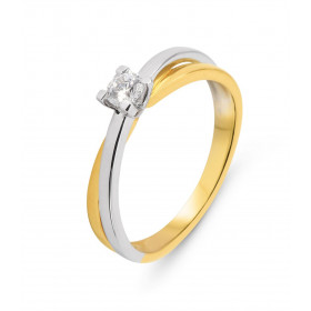 Bague Solitaire 2 Ors 375 Entrelacés Oxyde zirconium Pierre ronde 3.5mm diamètre Serti à 4 griffes Largeur du corps : 2mm ...
