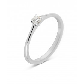 Bague Solitaire Or Blanc 750 Diamant. Monture type solitaire. Serti à griffes. Poids diamant : 0,15 carat. Couleur Diamant...