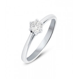 Bague Solitaire Or Blanc 750 Diamant 0.30 carat