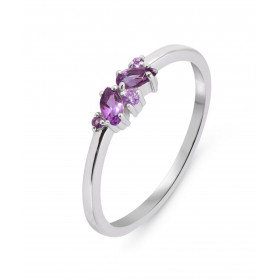 Bague Thelma Argent 925 Rhodié Améthyste Bague sertie petites pierres rondes, marquise poire, le tout serti à griffes La b...