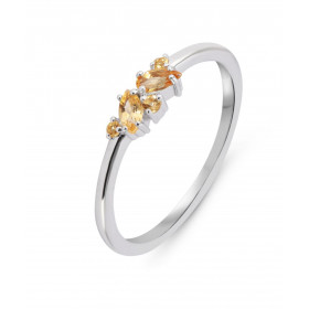 Bague Thelma Argent 925 Rhodié Citrine Bague sertie petites pierres rondes, marquise poire, le tout serti à griffes La bag...