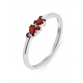 Bague Thelma Argent 925 Rhodié Grenat Bague sertie petites pierres rondes, marquise poire, le tout serti à griffes La bagu...