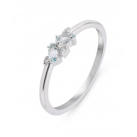 Bague Thelma Argent 925 Rhodié Topaze bleue traitée Bague sertie petites pierres rondes, marquise poire, le tout serti à g...