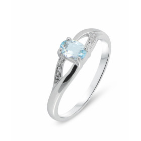 Bague Topaze Bleue Traitée Diamant Or Blanc 375 Cette bague Or 375 est sertie d une Topaze ovale La pierre central mesure ...