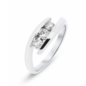  Bague trilogie Or Blanc Diamant 1 diamant 0.15 carat 2 diamants 0,13 carat Largeur monture (vue dessus) : 6mm 