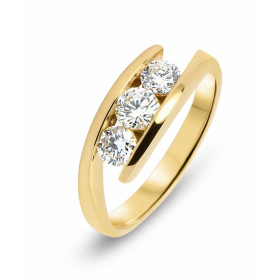 Bague Trilogie Or Jaune 750 Diamant