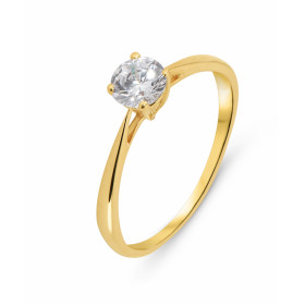 Bague type solitaire en or jaune 375 et oxyde de zirconium