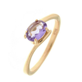 Bague Vermeil sertie d une Améthyste Pierre ovale 7x5mm sertie par 4 griffes Corps croisé