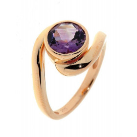 Bague Vermeil Améthyste sertie d une pierre 8mm diamètre Largeur monture (vue dessus) : 14mm