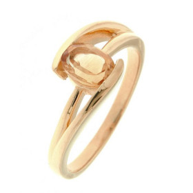 Bague Corps croisé Vermeil sertie d une Citrine Pierre ovale 7x5mm Sertissage Demi Clos Largeur monture (sur doigt, vue de...
