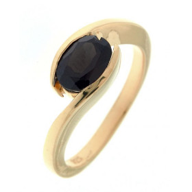  Bague Corps crois&eacute; Vermeil sertie d un Onyx Pierre ovale 8x6mm Serti Demi Clos Largeur monture (sur doigt, vue des...
