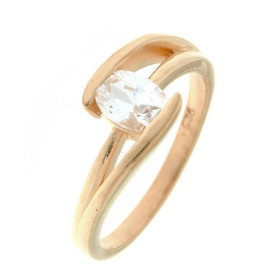 Bague Corps croisé Vermeil sertie d un Oxyde zirconium Pierre ovale 7x5mm Sertissage Demi Clos Largeur monture (sur doigt,...