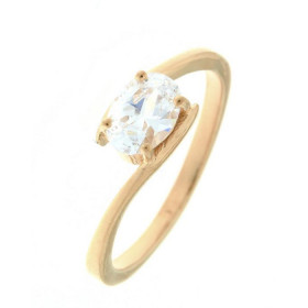 Bague Vermeil sertie d un Oxyde zirconium Pierre ovale 7x5mm sertie par 4 griffes Corps croisé