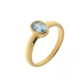 Bague Vermeil Topaze Bleue Traitée Ovale 6x4mm