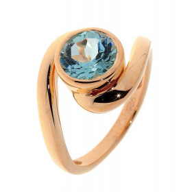 Bague Vermeil Topaze Bleue sertie d une pierre 8mm diamètre Largeur monture (vue dessus) : 14mm