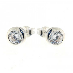 Boucles d oreilles Argent 925 Oxyde Zirconium serties pierres 6mm diamètre 