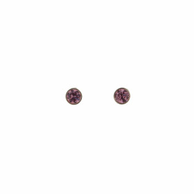 Boucles d'oreilles Argent 925 Oxyde de Zirconium Rose serties de pierres de 3mm, serti clos