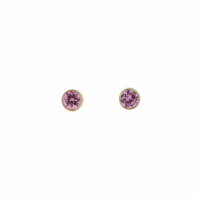 Boucles d'oreilles Argent 925 Oxyde de Zirconium Rose serties de pierres de 4,5mm, serti clos