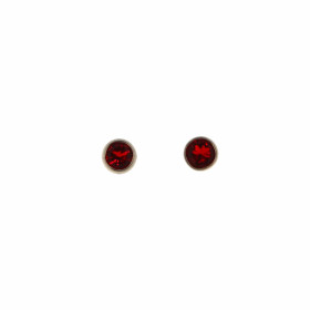 Boucles d&#39;oreilles Argent 925 Oxyde de Zirconium Rouge serties de pierres de 4,5mm, serti clos