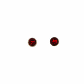  Boucles d oreilles Argent 925 Oxyde Zirconium Rouge serties pierres 4,5mm, serti clos 
