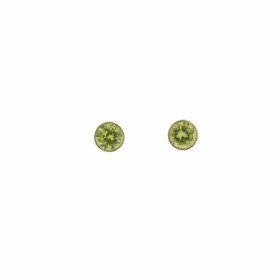 Boucles d'oreilles Argent 925 Oxyde de Zirconium Vert (couleur péridot) serties de pierres de 4,5mm, serti clos