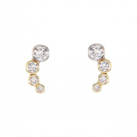 Boucles d oreilles 2 ors 375 composé 4 oxydes zirconium sertis clos forme virgule Dimension boucle : 5x11mm
