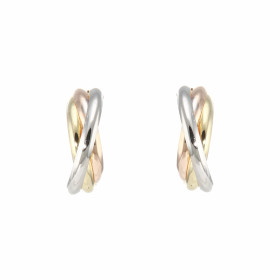  Boucles d oreilles 3 Ors 375/1000 Demi créoles entrelacées Dimensions du motifs : 12x4mm 