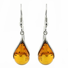  Boucles d oreilles Ambre goutte 13x10mm Argent 925 Boucles d oreilles pendantes Argent 925 Ambre couleur cognac 2 ambres ...