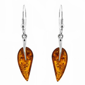 Boucles d oreilles Ambre goutte Argent 925 Boucles d oreilles pendantes Argent 925 Ambre couleur cognac 2 ambres taillées ...