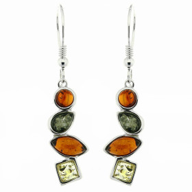 Boucles d oreilles Ambre Multicolore Argent 925 Boucles d oreilles pendantes Argent 925 Ambre multicolore (couleurs : miel...
