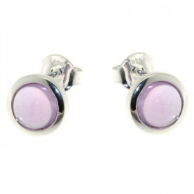 Boucles d oreilles Argent 925 Améthyste serties pierres 7mm diamètre Diamètre du motif : 9,5mm 