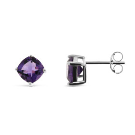 Boucles d oreilles Améthyste Or Blanc 375 Les Améthystes sont maintenues par 4 griffes Ces boucles sont serties pierres ta...