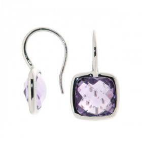 Boucles d oreilles pendantes Améthyste Or Blanc 750 Ces somptueuses Améthystes taille coussin mesurent 8x8mm Elles sont ma...