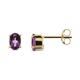 Puces d oreilles Améthyste Or Jaune 375 Ces boucles sont serties pierres ovales 6x4mm La fermeture effectue par un système...
