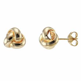 Boucles d&#39;oreilles anneaux entrelacés en Or Jaune 375. Dimensions du motif : 9x9mm