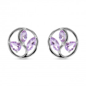  Boucles d oreilles Arbre Vie Argent Améthyste Motif Argent 925 rhodié mesurant 10mm diamètre Chaque boucle est sertie d u...