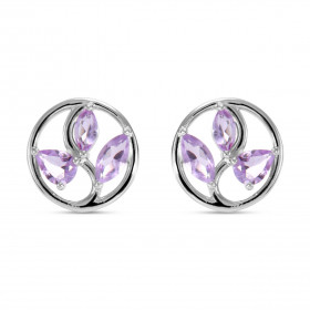 Boucles d'oreilles Arbre de Vie Argent et Améthyste. Motif en Argent 925 rhodié mesurant 10mm de diamètre. Chaque boucle e...