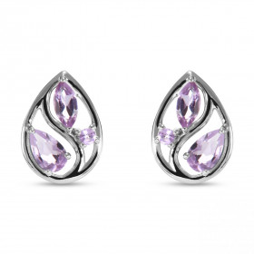 Boucles d oreilles Arbre Vie Argent Améthyste Motif Argent 925 rhodié mesurant 12x9mm Chaque boucle est sertie d une pierr...