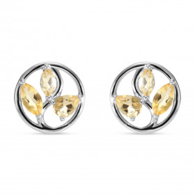  Boucles d oreilles Arbre Vie Argent Citrine Motif Argent 925 rhodié mesurant 10mm diamètre Chaque boucle est sertie d une...