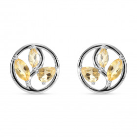 Boucles d'oreilles Arbre de Vie Argent et Citrine. Motif en Argent 925 rhodié mesurant 10mm de diamètre. Chaque boucle est...